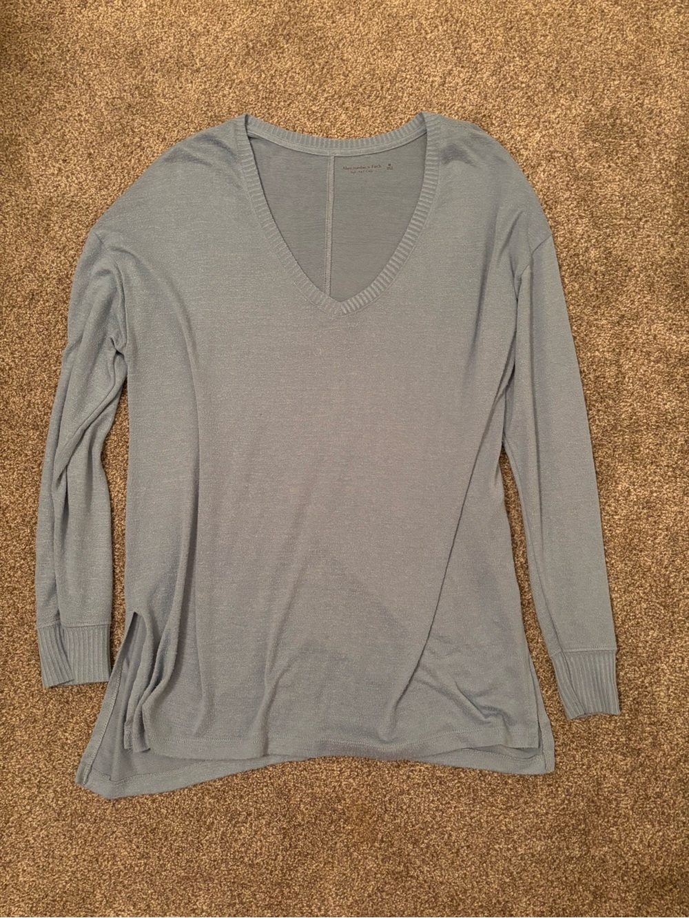 Abercrombie & Fitch Dusty Blue V-Neck Long Sleeve Top